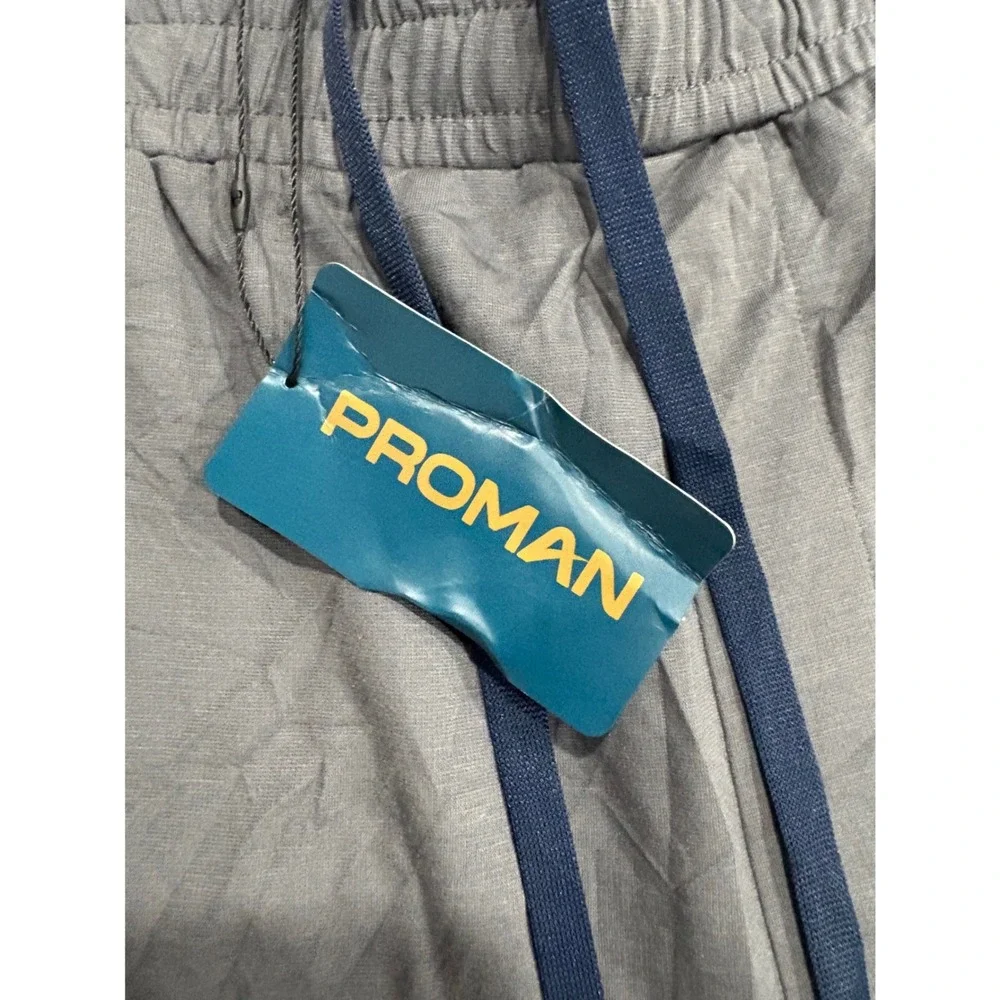 Proman Mens XXL Athletic Shorts Gray Elastic Drawstring Waist Pockets New Tag - Picture 2 of 11